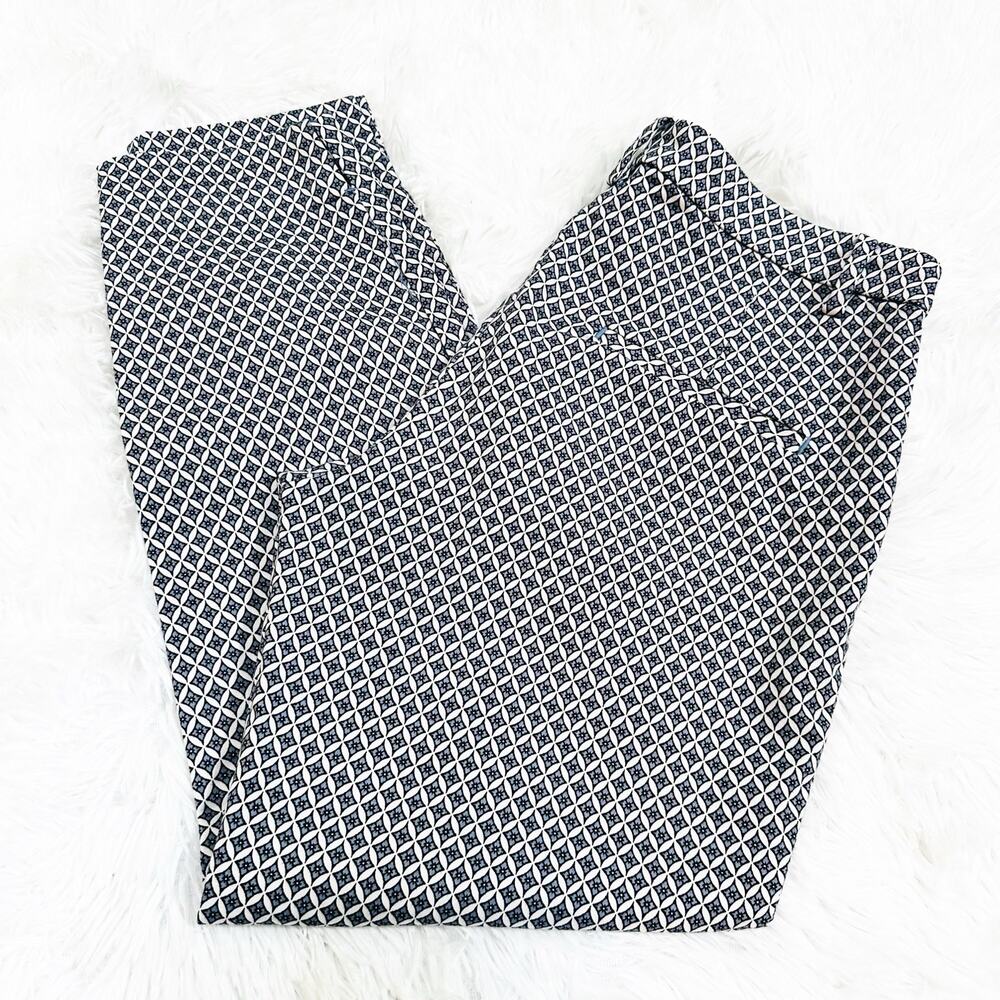 H&M Women's Geometric Print Ankle Pants Size 10  Career Stretch